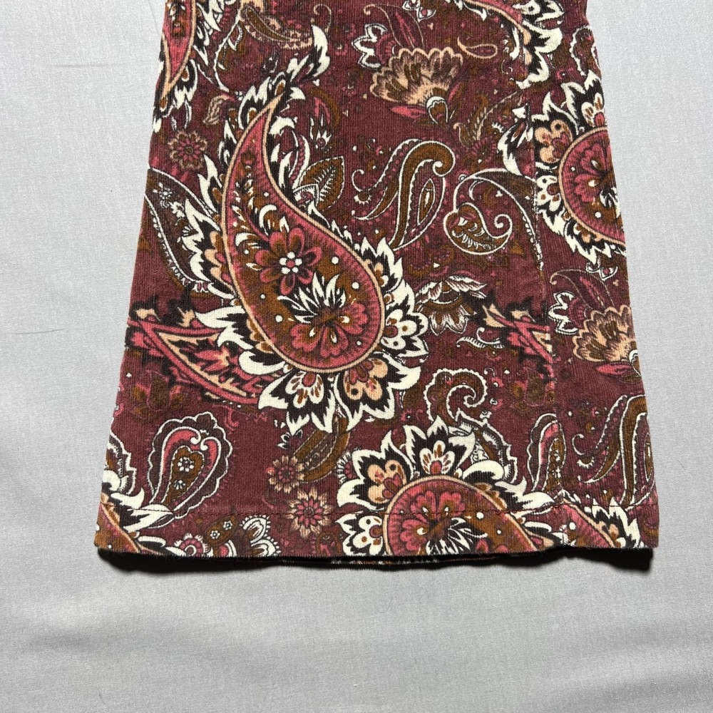Sterling & Stitch Flare‎ Pants Womens 27x32.5 Brown Paisley Corduroy Boho Retro - Picture 4 of 16